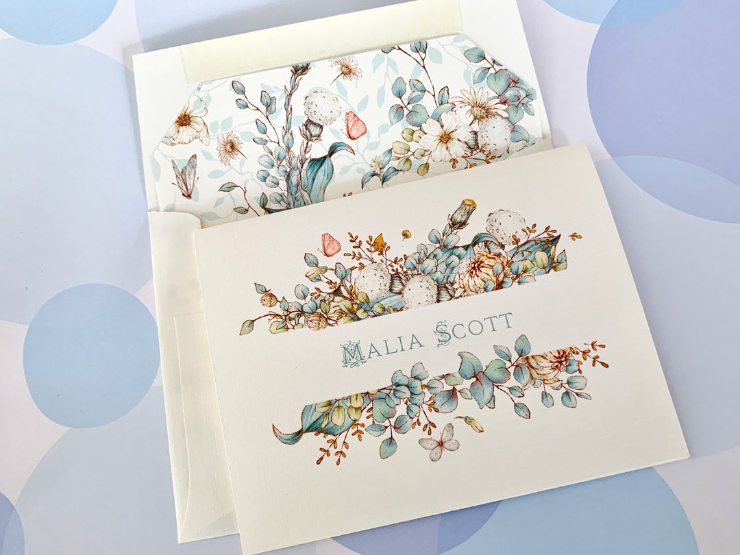 Personalized Stationery Set, Custom Note Cards, Folded Note Cards, Set ...