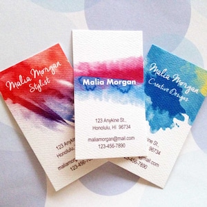 Business Cards, Custom Business Cards, Watercolor - Set of 50