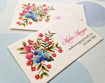Floral Business Cards, Calling Cards - Set of 50