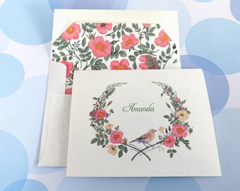 Personalized Stationery Set, Custom Note Cards, Folded Note Cards, Set of 8