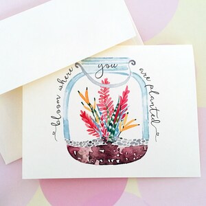 Greeting Cards, Note Cards, Stationery, Card Set, Personalized Card, Bloom Where You are Planted