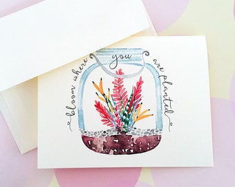 Greeting Cards, Note Cards, Stationery, Card Set, Personalized Card, Bloom Where You are Planted