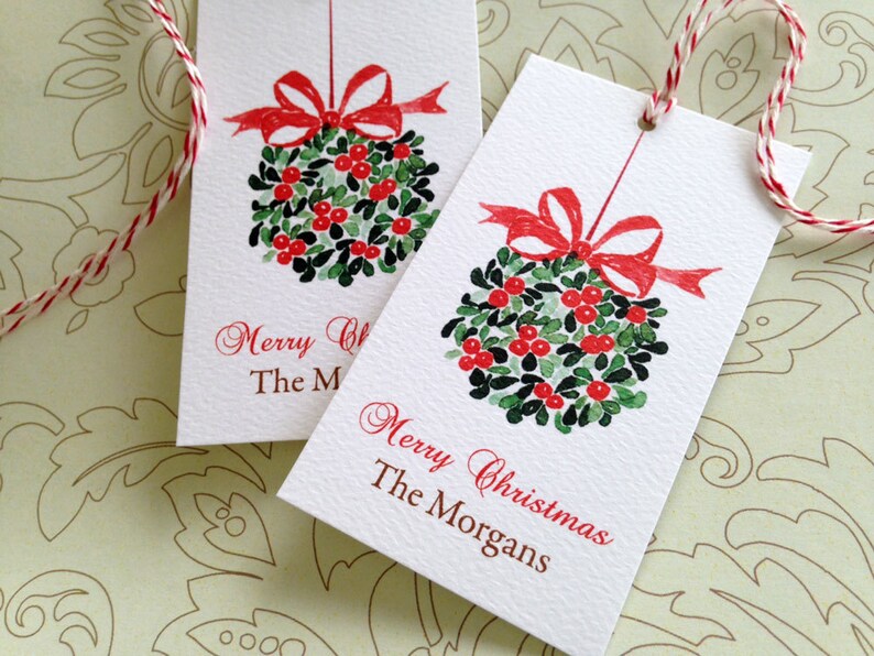 Personalized Christmas Gift Tags, Holiday Tags, Set of 20 image 1