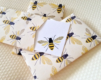 Bee Mini Cards, Gift Enclosure Card, Mini Cards and Envelopes,  Set of 10