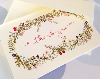 Thank You card, Floral Card, Wildflower card