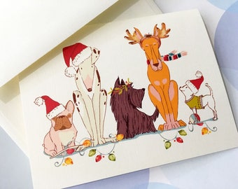 Dog Christmas Card, Holiday Cards, Christmas Card Set, Funny Christmas Card