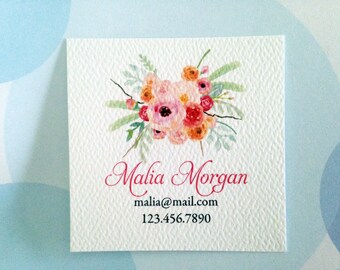 Personalized Floral Business Cards, Custom Business Cards, Set of 48