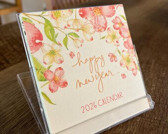 2026 Calendar, 3.5 inches. Mini Calendar with stand, Floral Calendar