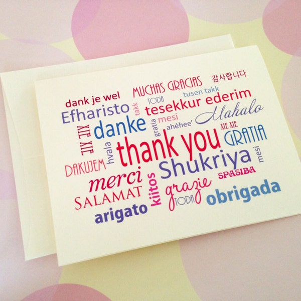 Greeting Cards, Note Cards, Stationery, Card Set, Thank You Cards, Different Languages