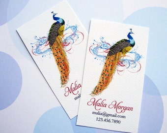 Peacock Business Cards Calling Cards - Set of 50