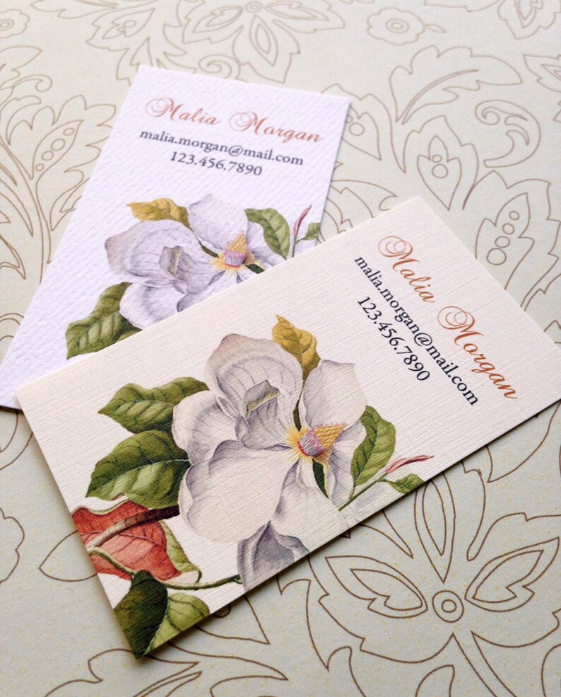 Custom Business Cards, Printed Business Cards, Magnolia, Set of 50 image 4