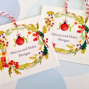 Christmas Gift Tags, Personalized Christmas Tags, Custom Holiday Tags, Set of 20