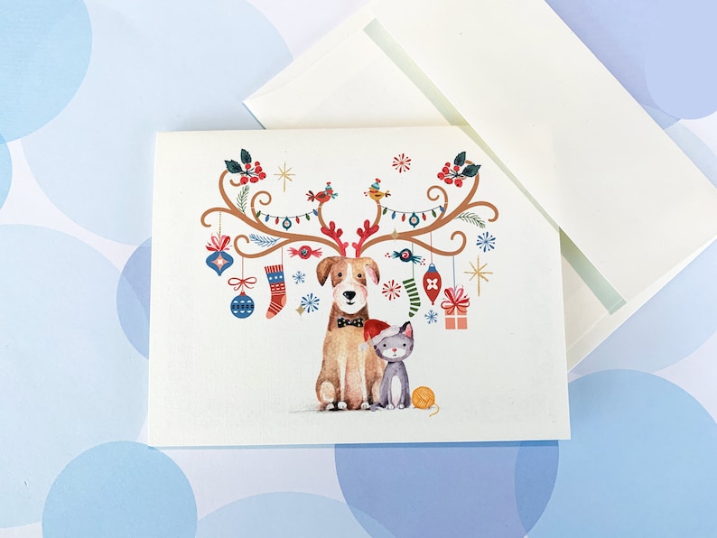 Christmas Card Holiday Cards Animal Christmas Card - Etsy