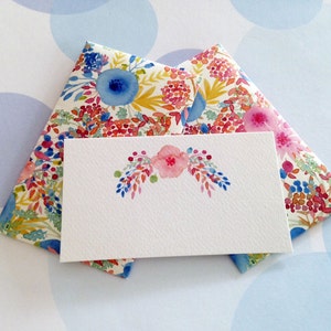 Size 3.5x2 inches, Flower Mini Cards, Gift Enclosure Card, Mini Cards and Envelopes,  Set of 10