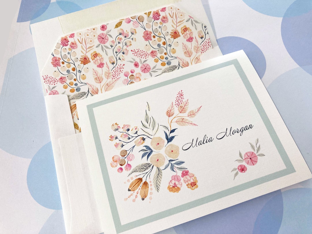 Personalized Stationery Set, Custom Note Cards, Folded Note Cards - Etsy
