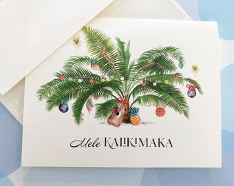 Tropical Christmas Card, Holiday Cards, Christmas Card, Hawaii, Mele Kalikimaka