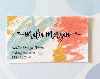 Printed Business Cards, Custom Business Cards, Watercolor Card - Set of 50