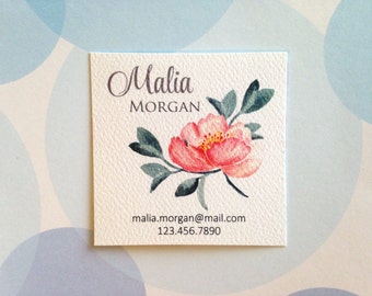 Business Cards, Custom Business Cards, Peony Card, Set of 48