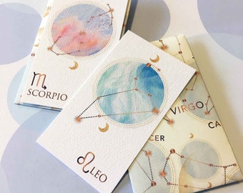 Size 3.5x2 inches, Zodiac Cards, Gift Enclosure Card, Mini Cards and Envelopes,  Set of 12