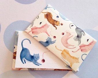 Size 3.5x2 inches, Cat Mini Cards, Gift Enclosure Card, Mini Cards and Envelopes,  Set of 10