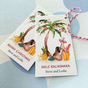 Personalized Christmas Gift Tags, Tropical Tags, Mele Kalikimaka, Set of 20