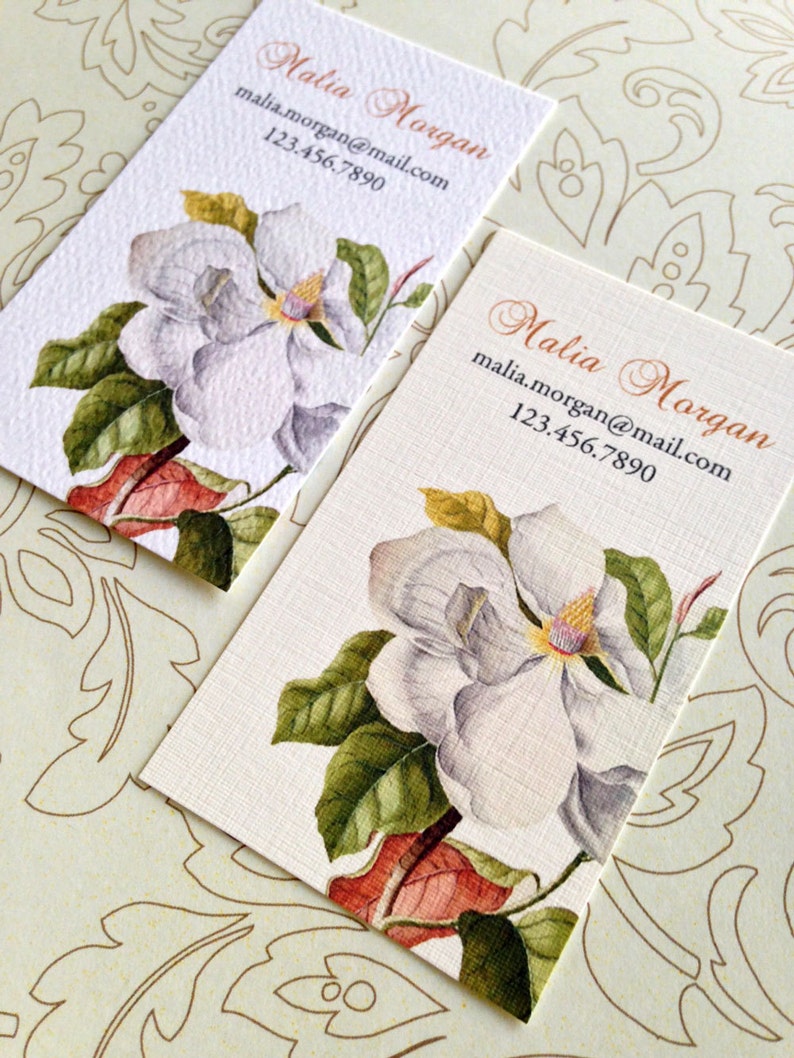 Custom Business Cards, Printed Business Cards, Magnolia, Set of 50 image 1