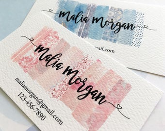 Printed Business Cards, Custom Business Cards, Watercolor Card - Set of 50