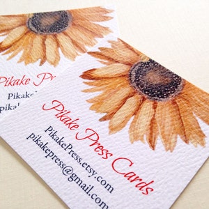 Personalized Sunflower Business Cards: Vintage Style, Felt Texture (Set of 48)