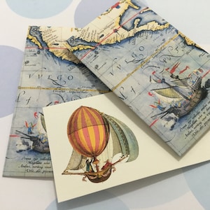Size 3.5x2 inches, Vintage Map Mini Cards and Envelopes - Set of 10