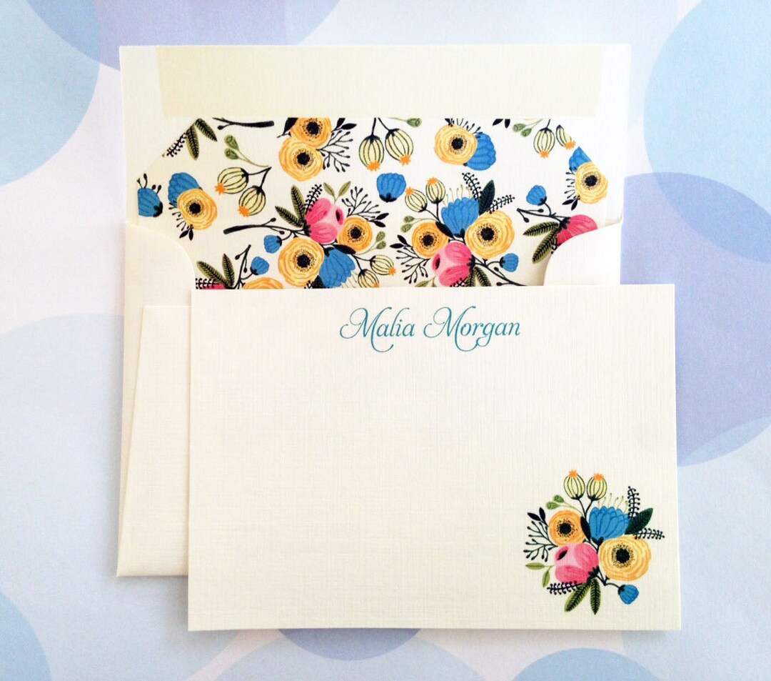 Personalized Stationery Set, Custom Note Cards, Flat Note Cards, Set of ...