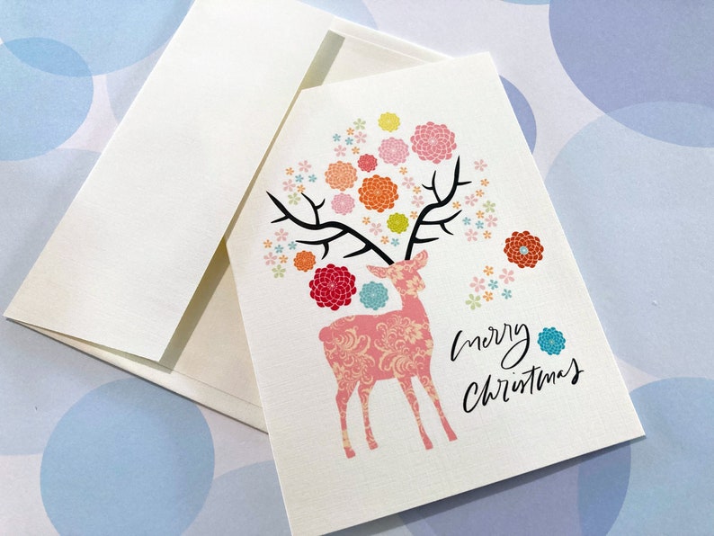 Christmas Card, Holiday Card, Reindeer Cards image 1