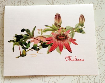 Greeting Cards, Note Cards, Stationery, Card Set, Personalized Card, Passion Flower, Lilikoi Card