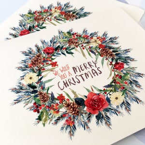 Christmas Cards,  Holiday Cards, Wreath Card