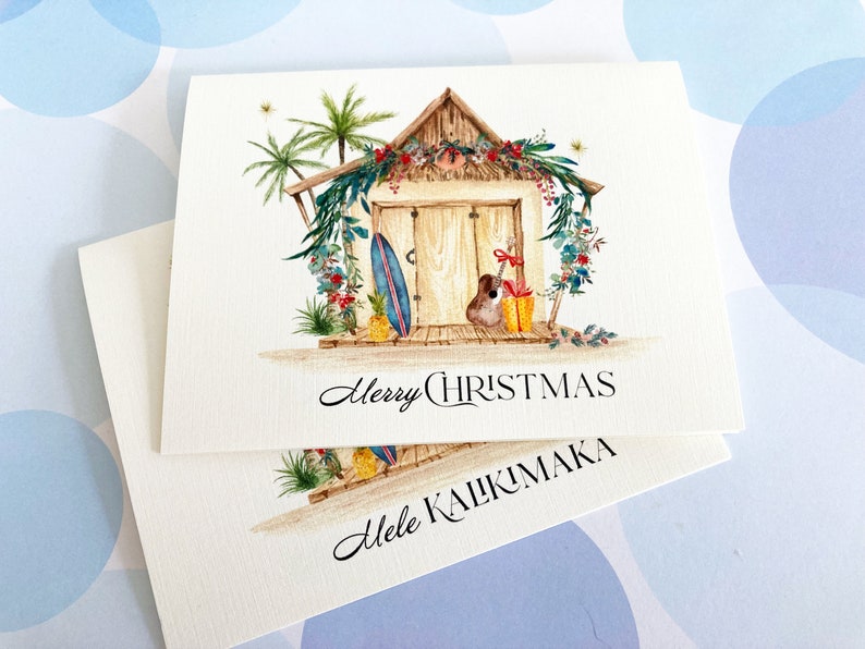 Tropical Christmas Card, Holiday Cards, Christmas Card, Hawaii, Mele Kalikimaka image 1