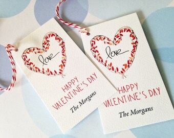 Personalized Valentine's Tags, Gift Tags, Set of 20