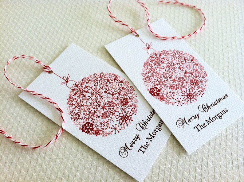 Christmas Gift Tags Personalized, Custom Christmas Tags, Holiday Tags, Set of 20 image 1