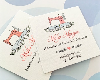 Custom Sewing Business Cards: Felt Texture, Set of 48