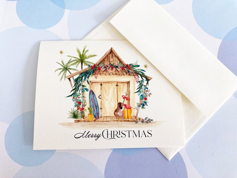 Tropical Christmas Card, Holiday Cards, Christmas Card, Hawaii, Mele Kalikimaka image 2