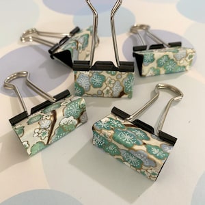 Binder Clips, Bulldog Clip, Washi Paper, Set of 5