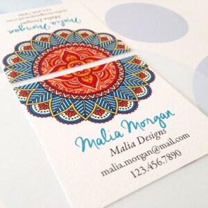 Mandala Business Cards, Custom Business Cards, Set of 48 image 1