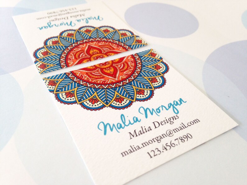 Mandala Business Cards, Custom Business Cards, Set of 48 image 1