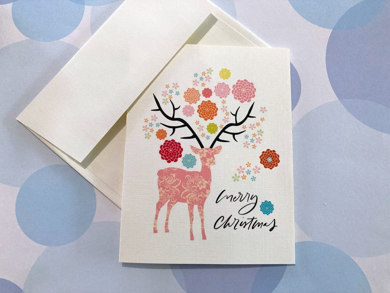 Christmas Card, Holiday Card, Reindeer Cards image 2