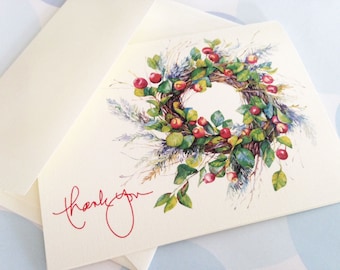 Greeting Cards, Note Cards, Stationery, Card Set, Christmas Thank you