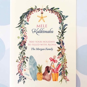 Etsy&#39;s Pick, Personalized Christmas Card, Mele Kalikimaka, Tropical Christmas, Hawaii