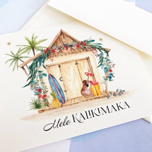 Tropical Christmas Card, Holiday Cards, Christmas Card, Hawaii, Mele Kalikimaka image 3