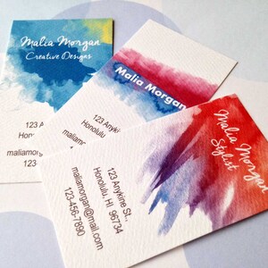 Business Cards, Custom Business Cards, Watercolor Set of 50 image 2