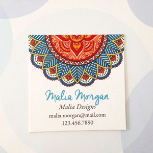 Mandala Business Cards, Custom Business Cards, Set of 48 image 3