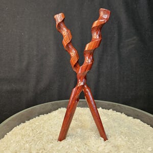 Padauk Helix Hair Stick: Hand-Carved Spiral Updo Pin