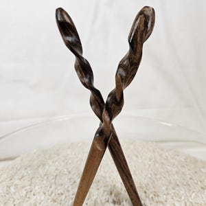 Bocote Wood Handmade Spiral Hair Stick – Natural Exotic Wood Hair Accessory for Secure Updos & Buns