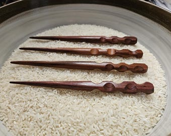 Handmade Katalox Wood Hair Stick: Carved Grip Bun & Updo Pin